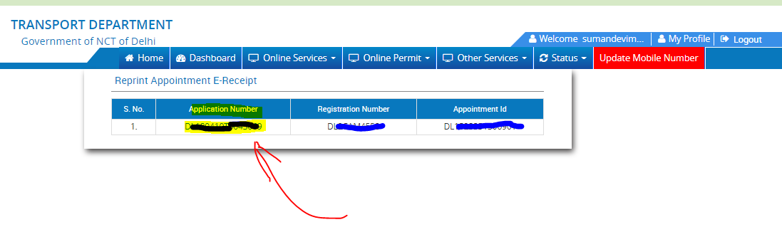 Vehicle Application Number Search In Delhi - Vehicle Details Info